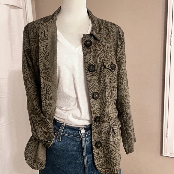 Relativity 100% Linen Lightweight Paisley Print Jacket - Picture 1 of 3